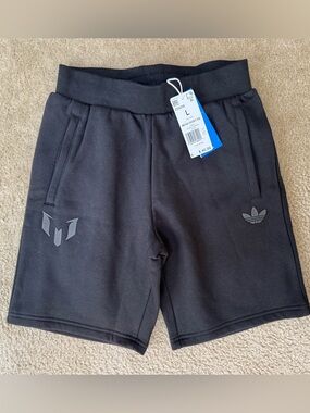 adidas Boys Sz L 13/14Y Black Athletic Trefoil Shorts